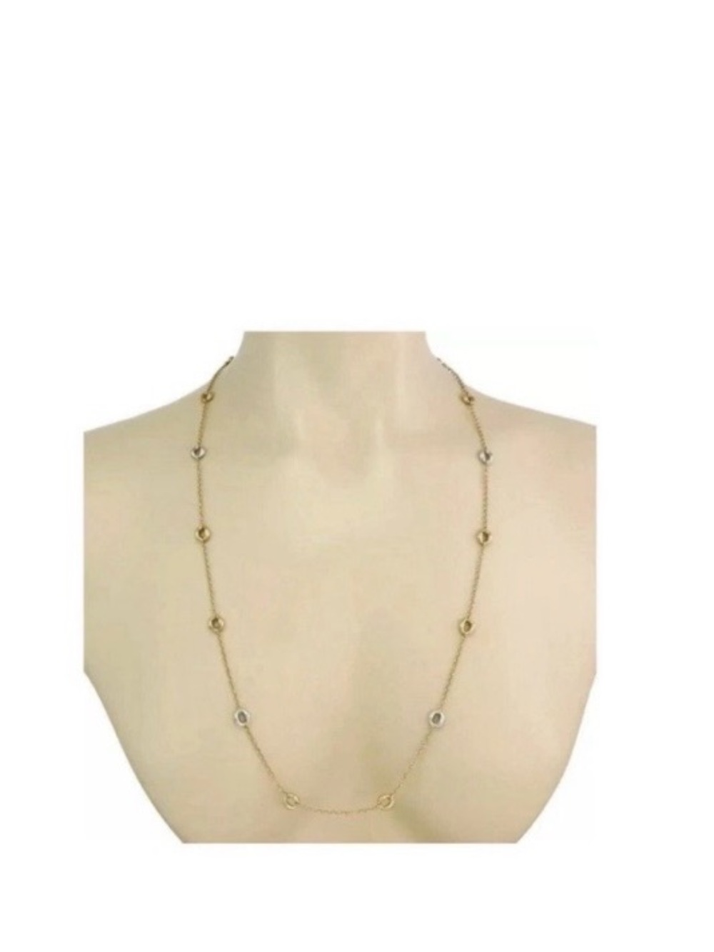 Roberto Coin 18K Gold Long Gold Station Necklace with Clear Accents 32.5”